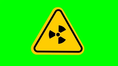 Radioactive Warning Triangle Appearing with Rotating Chroma Key Green Screen Stock Footage 335567657