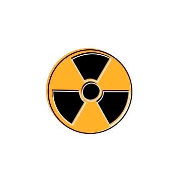 Radioactive warning yellow circle sign. Radioactivity warning vector symbol Stock Illustration
