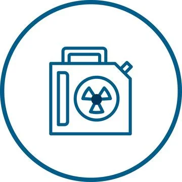 Radioactive waste container icon, symbolizing nuclear danger, contamination.. Stock Illustration