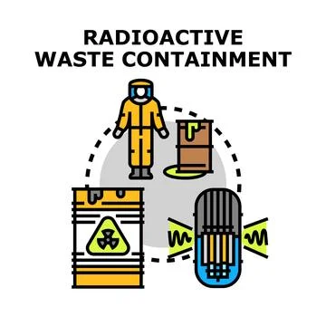 Radioactive waste containment concept protecting environment and safety Stock Illustration