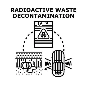 Radioactive waste decontamination process managing environmental pollution Stock Illustration