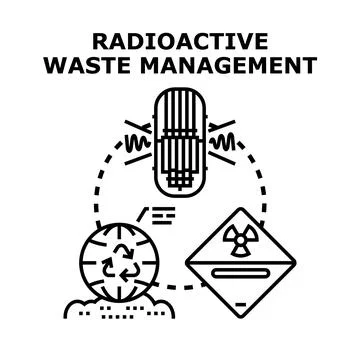 Radioactive waste management process safely handling dangerous material Stock Illustration