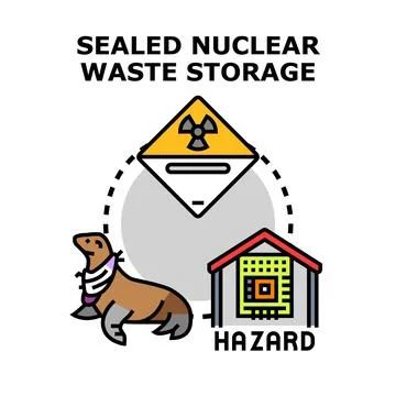 Radioactive waste storage creating environmental hazard concept Stock Illustration
