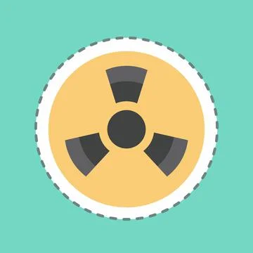 Radioactive Zone Sticker in trendy line cut isolated on blue background Illustrazione stock