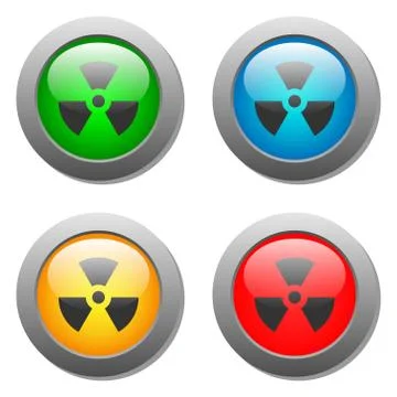 Radioactivity icon  on buttons set Stock Illustration