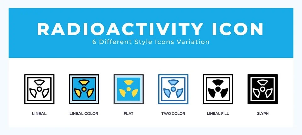 Radioactivity icon set with different styles. Icons designed in filled. out.. Stock Illustration