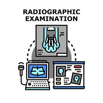 Radiographic examination of hand bone structure with medical equipment Stock-Illustration