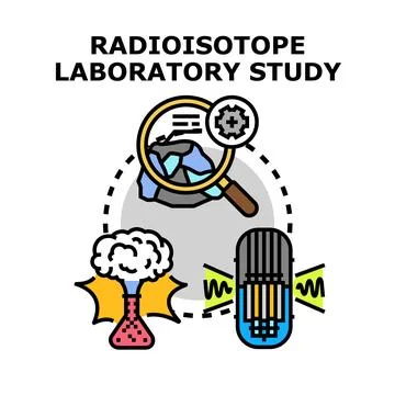 Radioisotope laboratory study exploring nuclear energy research Stock Illustration