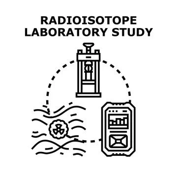 Radioisotope laboratory study measuring environmental radiation Stock Illustration