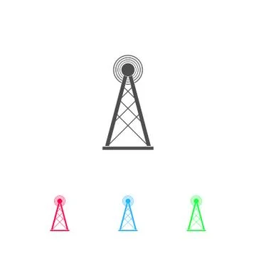 Radiolocation radar icon flat Stock Illustration