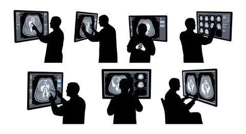 Radiologist Analyzing Scan Silhouette Pack Stock Illustration