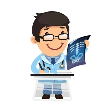 Radiologist Examines X-ray Illustrazione stock
