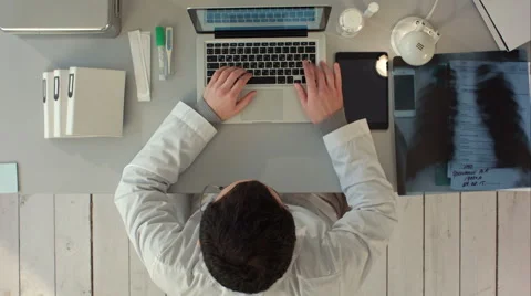 Radiologist man checking xray. Top view 스톡 동영상 58157799