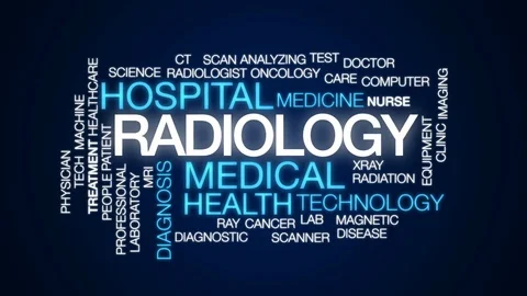 Radiology animated word cloud, text design animation. Stock Footage