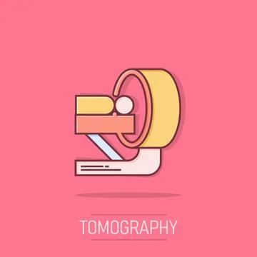 Radiology icon in comic style. Tomography cartoon vector illustration on is.. Stock Illustration