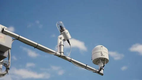 Radiometer and light meter instruments for weather conditions set up on antenna Stock Footage 218461531