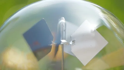 Radiometer spinning green background close up sunlight Stock Footage 94920665