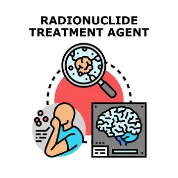 Radionuclide agent treating brain tumor illustration 库存插图