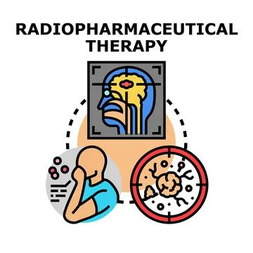 Radiopharmaceutical therapy vector concept battling disease Stock Illustration