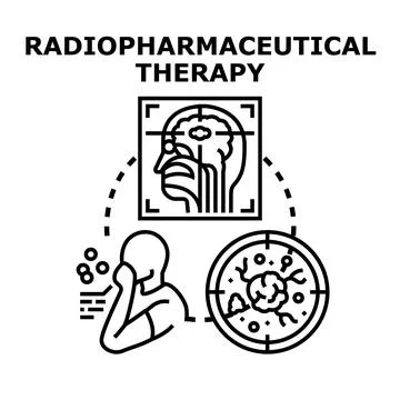 Radiopharmaceutical therapy vector concept battling disease Illustrazione stock