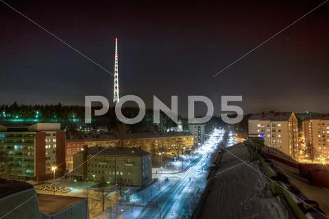 Radiotower and road Stock Photos