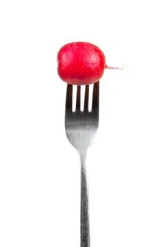 Radish on a fork Stock Photos