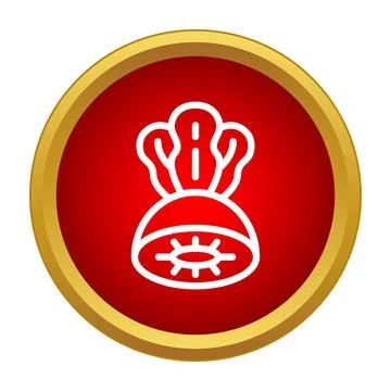 Radish icon on red button with golden frame Illustrazione stock