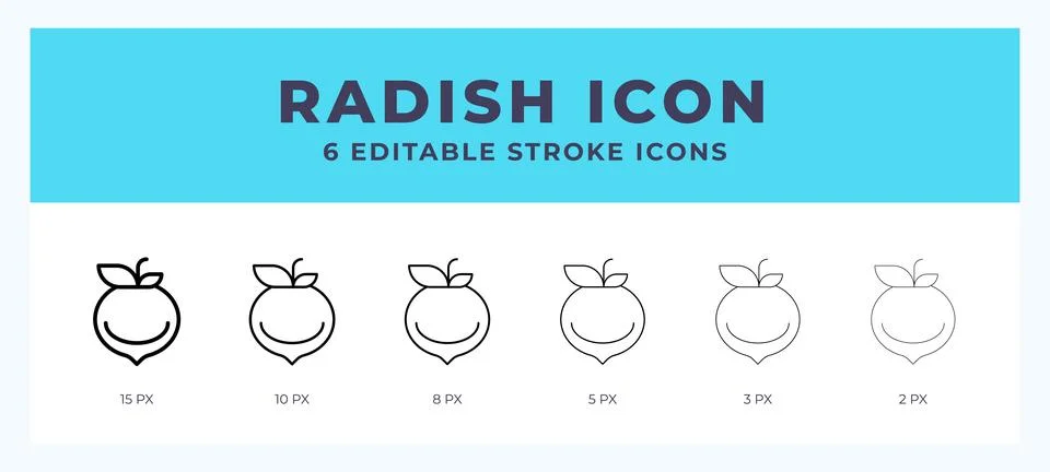 Radish icon vector illustration. With editable stroke for web. App and more. Stock Illustration