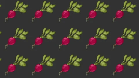 Radish pattern, ideal footage for themes such as recipes and cooking, loop Video stock 132868998