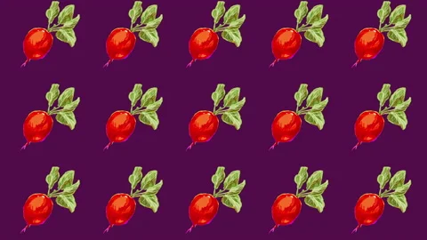 Radish pattern, ideal footage for themes such as recipes and cooking, loop Video stock 132871414