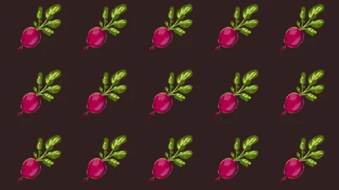 Radish pattern, ideal footage for themes such as recipes and cooking, loop Video stock 132872713