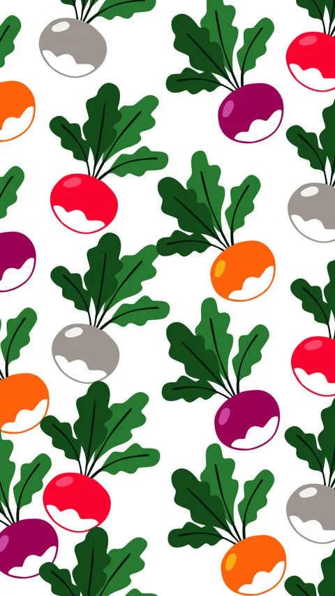 Radish Pattern Motion Graphic Background Colorful Root Vegetable Animation Video stock 346501323