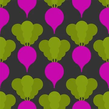 Radish pattern seamless cartoon style. Vegetable background Vector 스톡 일러스트