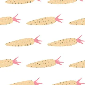 Radish seamless pattern in doodle style. Botanical wallpaper. Stock Illustration