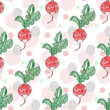 Radish seamless pattern Seamless pattern with hand drawn radish. Vector il... Foto stock
