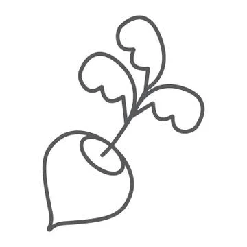Radish thin line icon, vegetable and diet イラスト素材