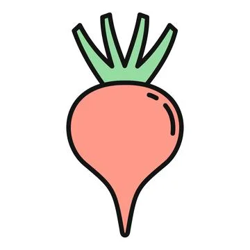 Radish vegetable flat color outline drawing イラスト素材