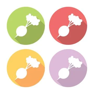 Radish Vegetable Flat Icons Set Stock Illustration