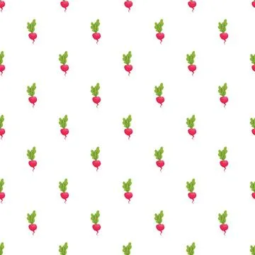Radish vegetable repeating pattern on white background Illustrazione stock