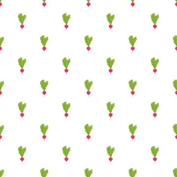 Radish vegetable repeating pattern on white background Stock Illustration