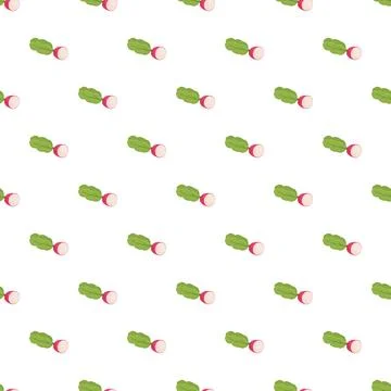Radish vegetable repeating pattern on white background Stock Illustration