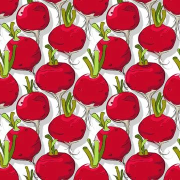 Radishes repeating pattern editable vector template Stock Illustration