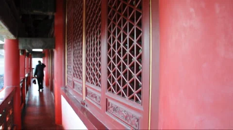 Raditional Chinese corridor Stock Footage 886087