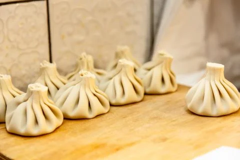 ?raditional Georgian dish-khinkali Stock Photos