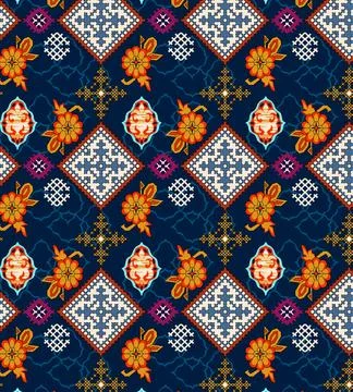 Raditional Indian Paisley pattern on background. allover pattern Stock Illustration