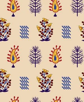 Raditional Indian Paisley pattern on background. allover pattern Stock Illustration