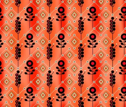 Raditional Indian Paisley pattern on background. allover pattern Stock Illustration