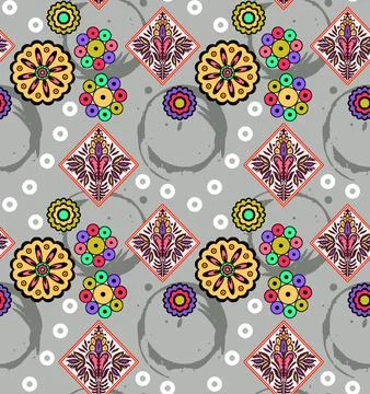 Raditional Indian Paisley pattern on background. allover pattern Stock Illustration