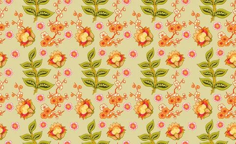 Raditional Indian Paisley pattern on background. allover pattern Stock Illustration