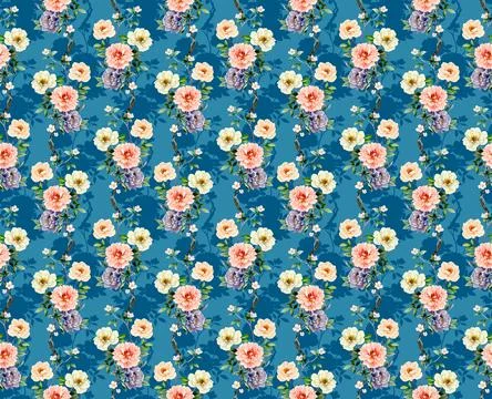 Raditional Indian Paisley pattern on background. allover pattern Stock Illustration